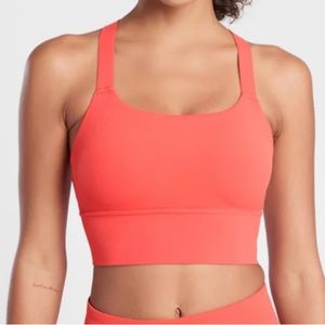 NWT $54 Athleta Warrior Longline Bra In Powervita A-C Lychee Red (coral)